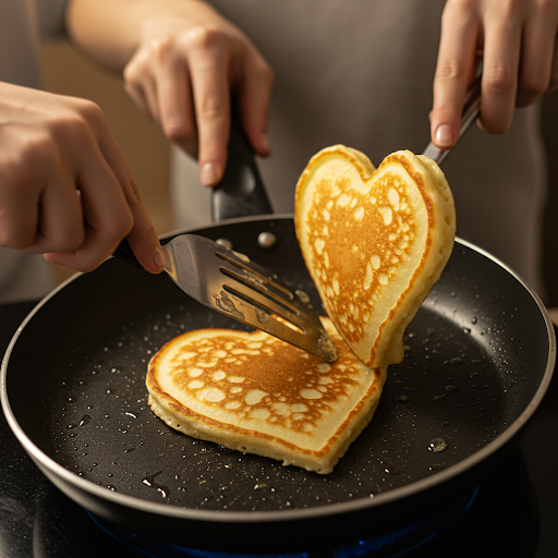 Pancake day date night ideas. heart shape pancake.