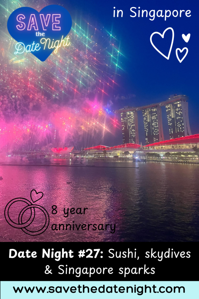 Singapore fireworks. NDP. Marina Bay Sands. Kinki restaurant and rooftop bar.